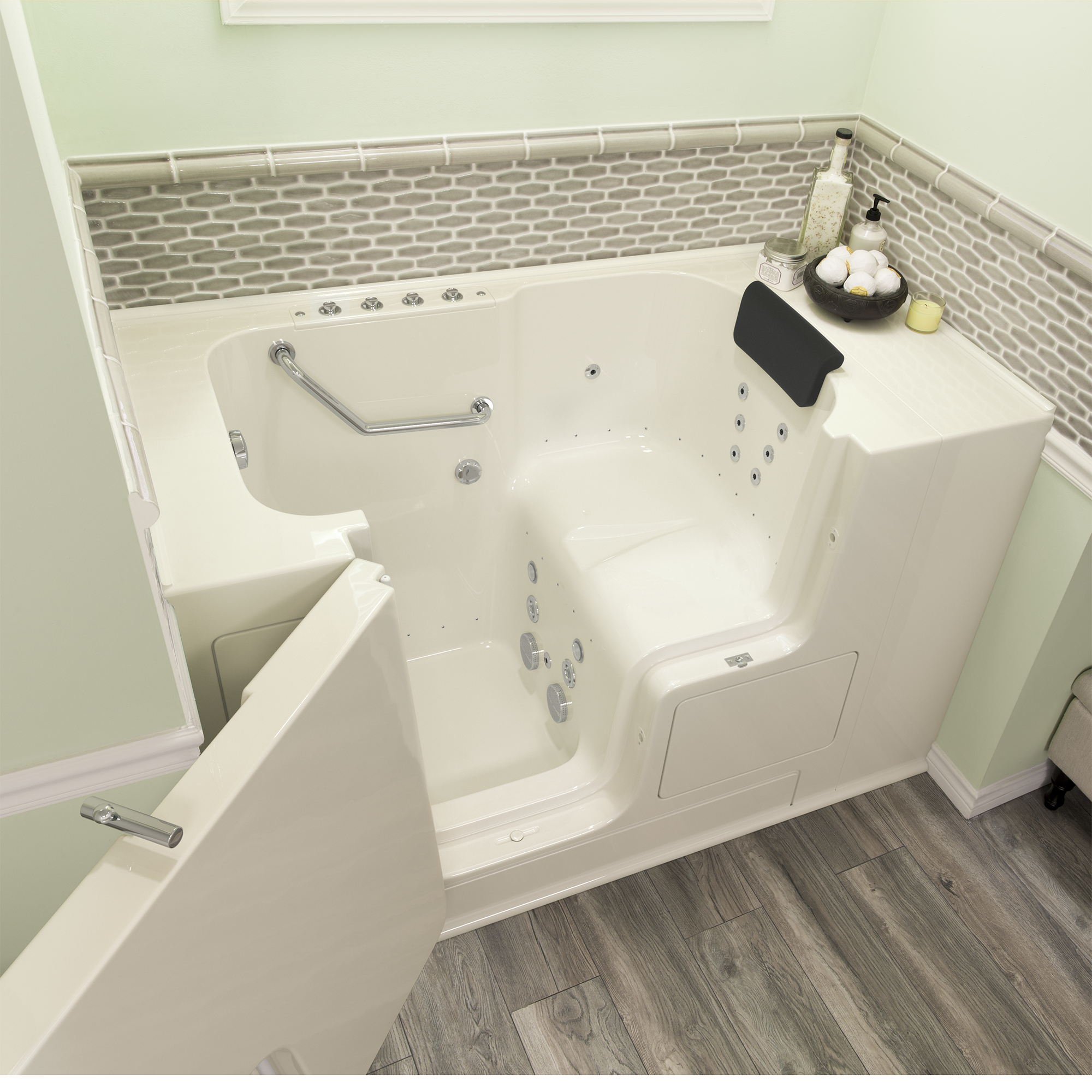 Gelcoat Premium Series 32 x 52 -Inch Walk-in Tub With Combination Air Spa and Whirlpool Systems - Left-Hand Drain